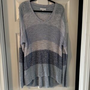 New Directions V-Neck Sweater - Blue and Gray